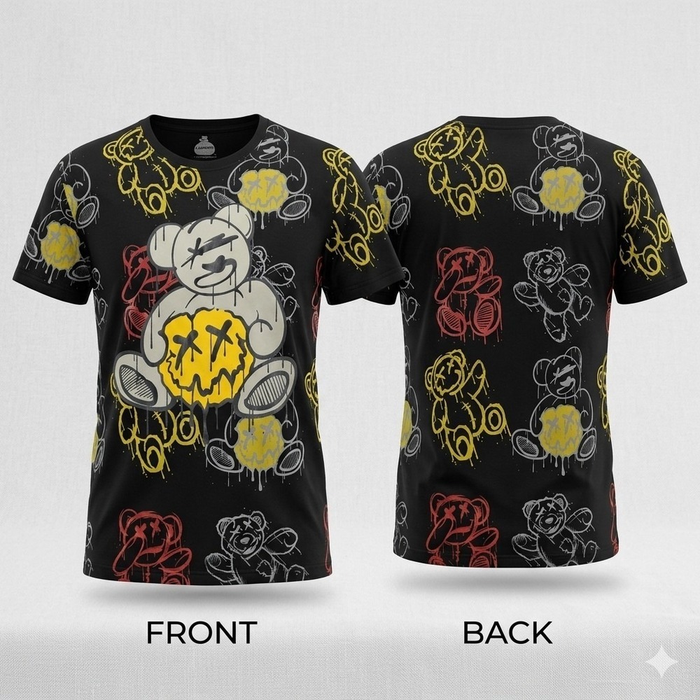 Launder Graffiti Bear Shirt XL Streetwear Grunge Goth Skater Aesthetic